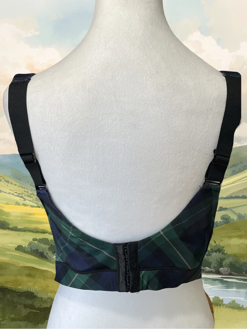 CACIQUE Women's 40I NWOT Lightly Lined Balconette Bra Plaid Tartan Lace Green - Picture 7 of 10
